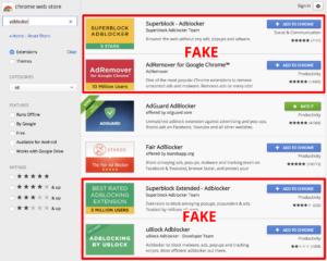 fake adblockers chromewebstore