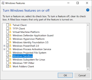 Optional Windows Features dlg