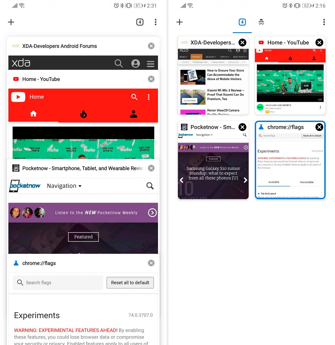 Google Chrome Android Grid Layout Tabs 3