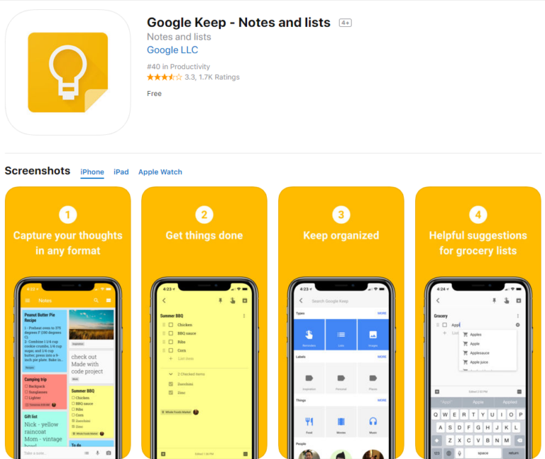 google keep for apple watch