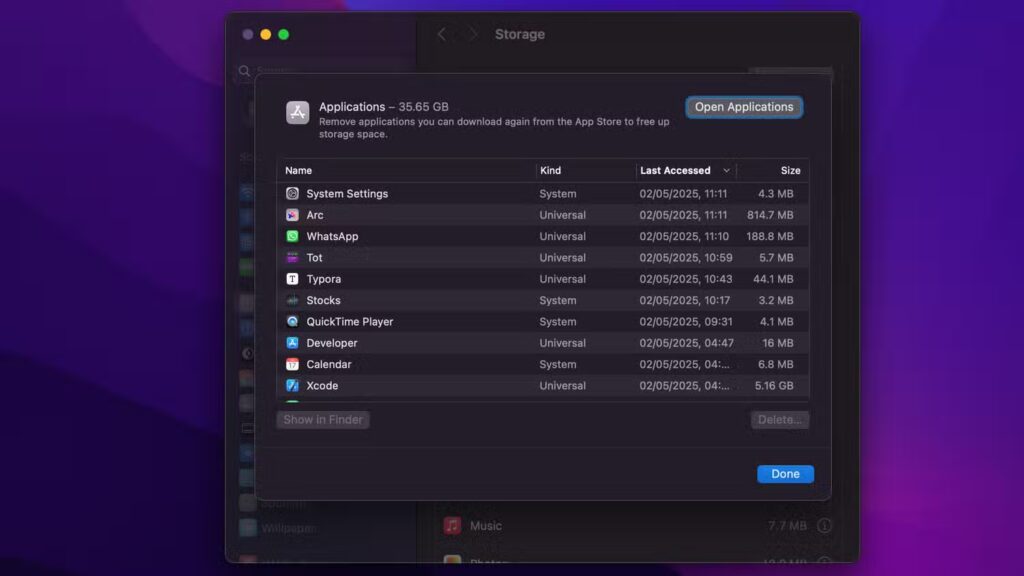 viewing installed apps on macos