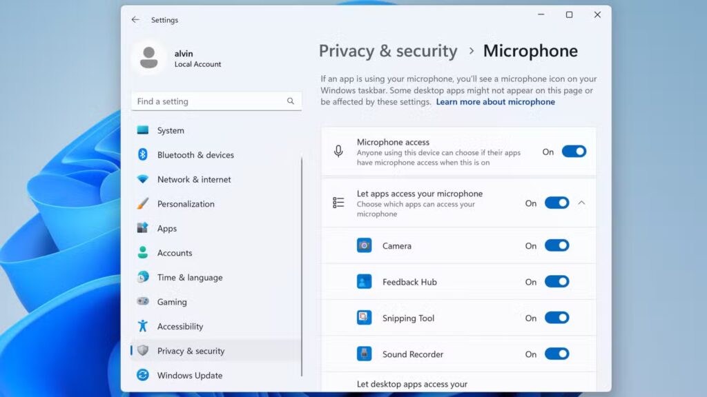 microphone access windows 11