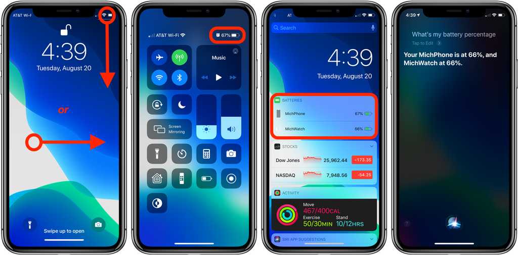 how to show battery percentage iphone x xr