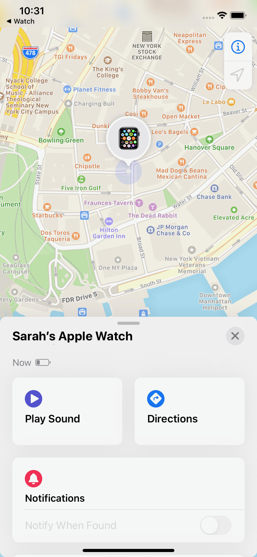 mapped watch location