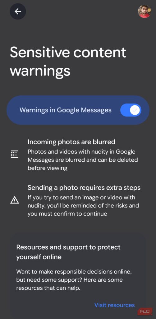 4 функції Android, які Google додала непомітно 37 sensitive content warnings in google messages settings