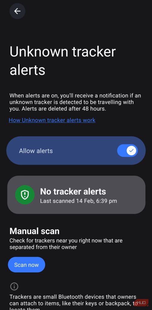 4 функції Android, які Google додала непомітно 36 unknown tracker alerts and manual scan screen