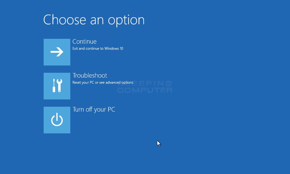 choose an option screen