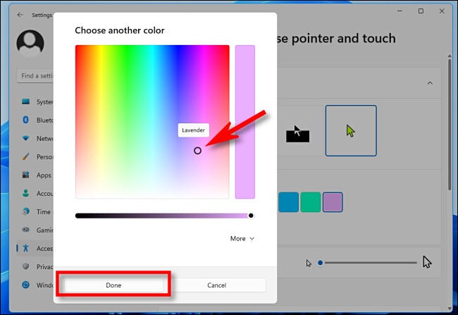 win11 mouse pointer color picker