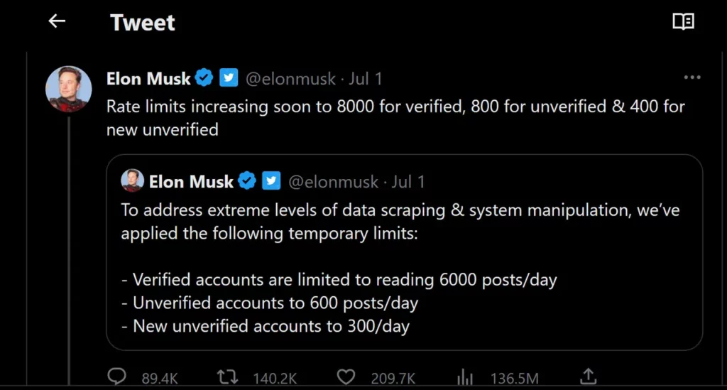figure top elon musk imposes temporary but everchanging limits on how many tweets you can read