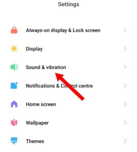Скріншот налаштування звуку та вібрації в Android