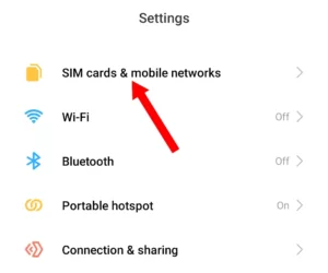 sim card mobile network settings android