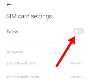 Натисніть на кнопку, щоб вимкнути або увімкнути SIM-карту