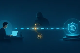 Схема атаки «людина посередині» (MITM): зловмисник перехоплює дані між користувачем і сайтом