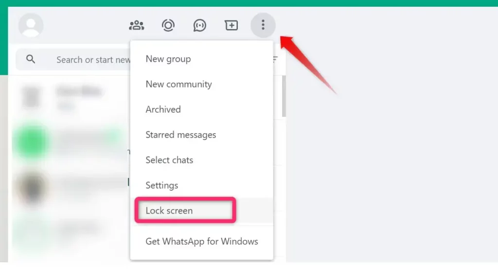 Блокування екрана вручну в WhatsApp Web