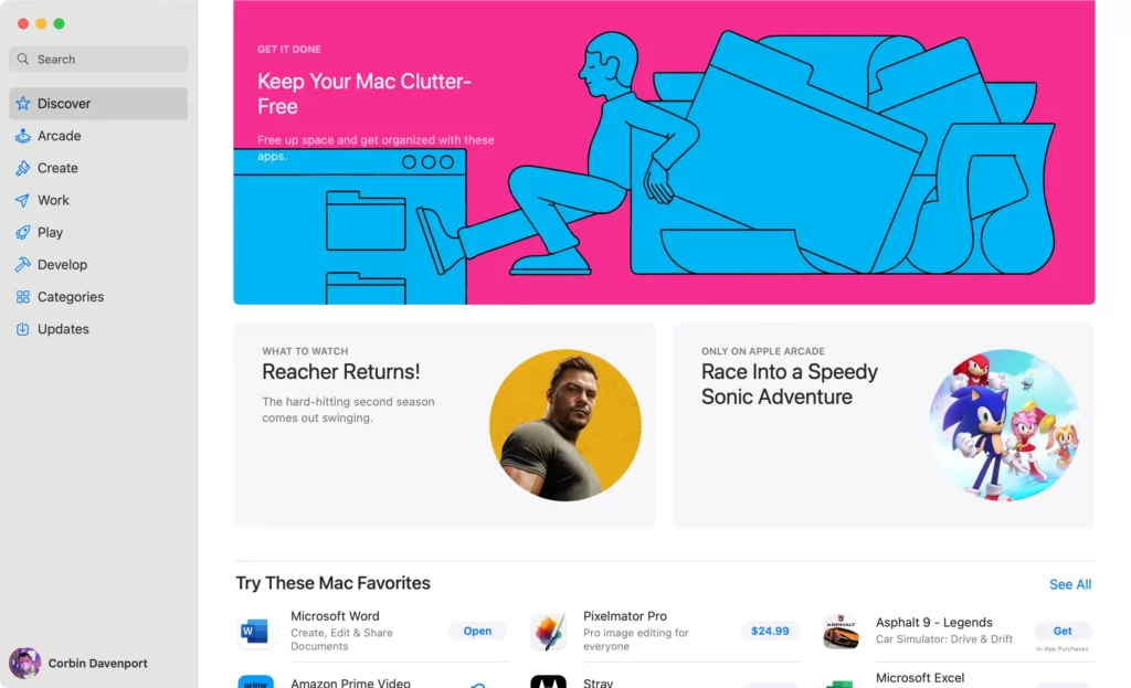 Знімок екрана Mac App Store