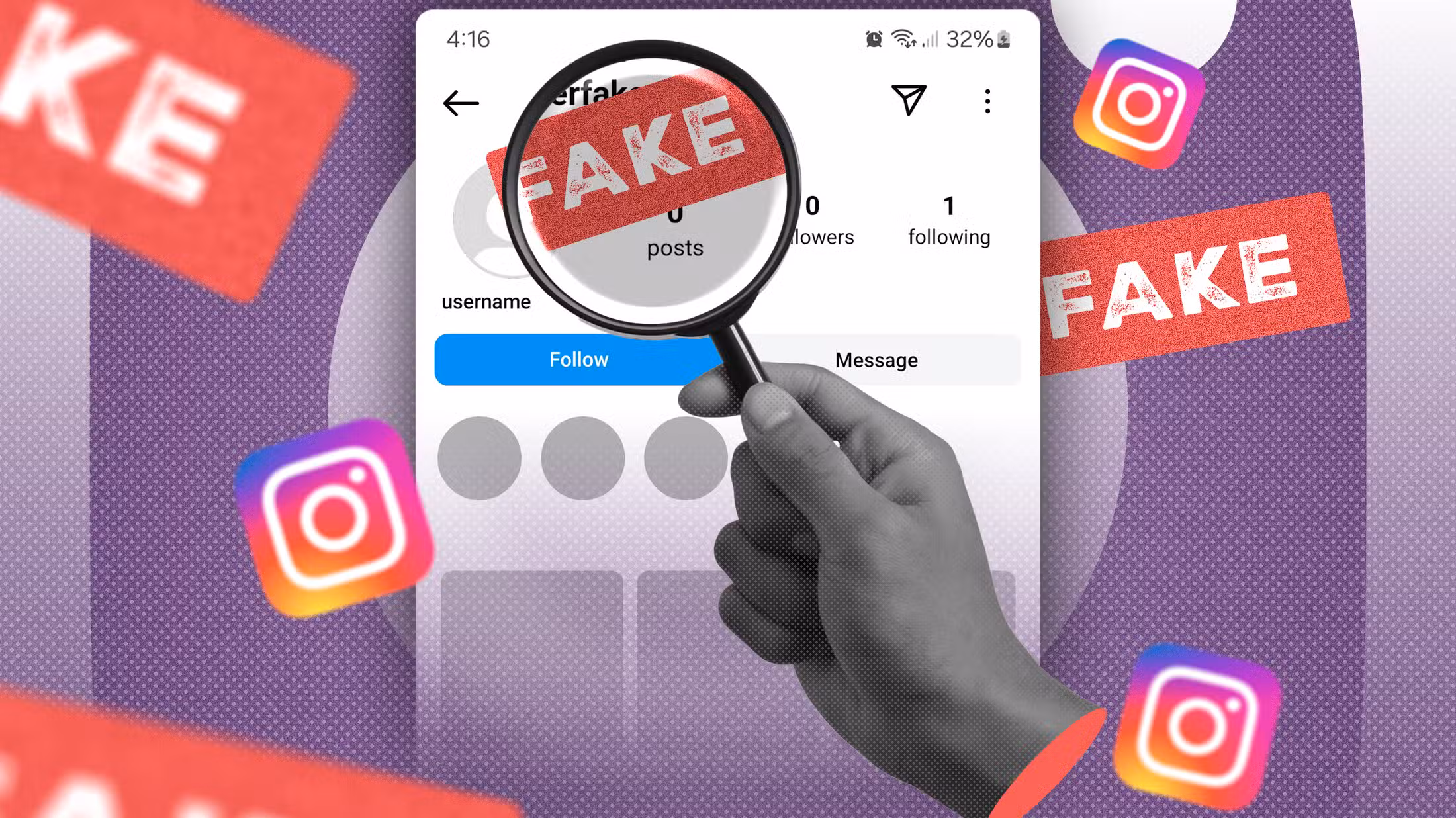 instagram profile labeled as fake
