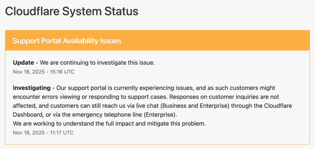 cloudflare status 11 18 2025 05 19 pm