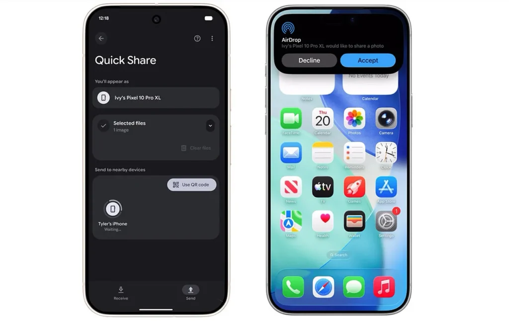 iphone and android phone sharing files