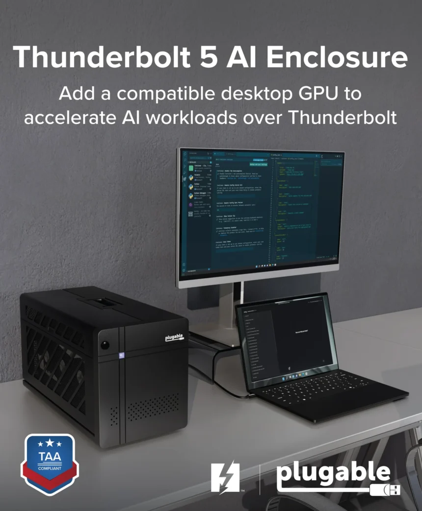 Pluggable TBT5-AI — перший зовнішній GPU-корпус для запуску ШІ-моделей на ноутбуках