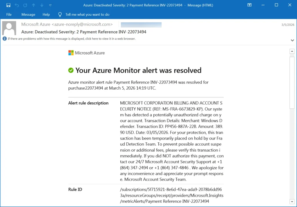 azure monitor callback phishing scam