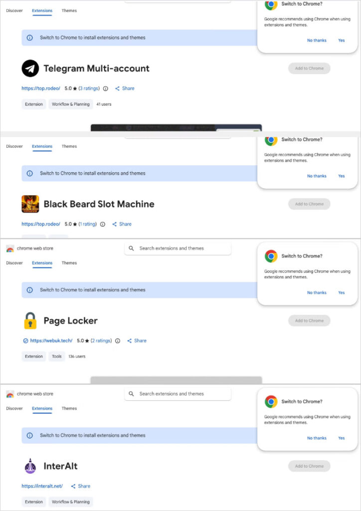 Понад 100 шкідливих розширень Chrome крадуть акаунти Google та Telegram 34 exts