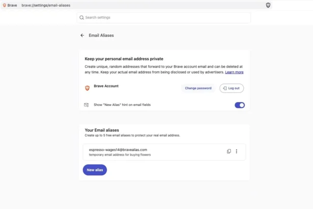 Brave приховує справжню адресу пошти під час реєстрації на сайтах